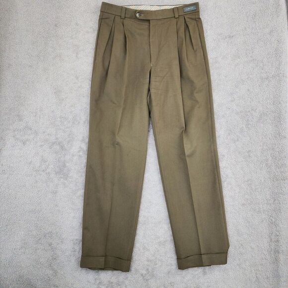 Ballin Other - Ballin Relax Comfort-EZE Mens Pleated Trousers 34x32 Olive 24PT